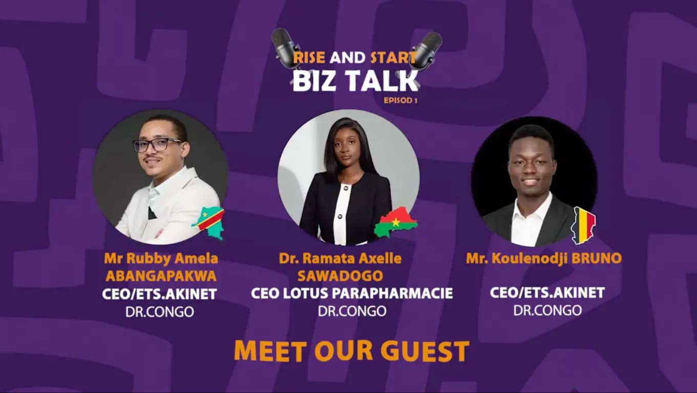 The three guests featured in Episode 1: Mr Rubby Amela Abangapakwa, Dr Ramata Axelle Sawadogo and Mr Koulenodji Bruno.